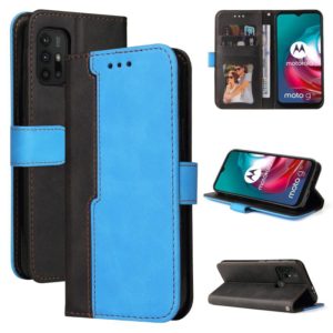 For Motorola Moto G30 / G20 / G10 Business Stitching-Color Horizontal Flip PU Leather Case with Holder & Card Slots & Photo Frame(Blue) (OEM)
