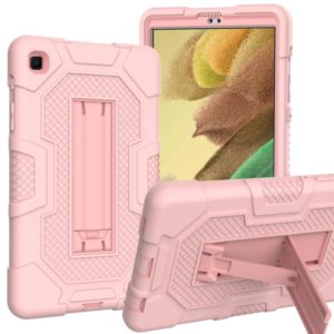 For Samsung Galaxy Tab A7 Lite T220 / T225 Contrast Color Robot Shockproof Silicone + PC Protective Case with Holder(Rose Gold) (OEM)