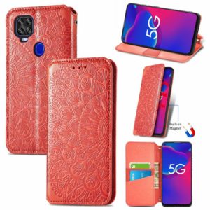 For ZTE Axon 11 SE 5G Blooming Mandala Embossed Pattern Magnetic Horizontal Flip Leather Case with Holder & Card Slots & Wallet(Red) (OEM)
