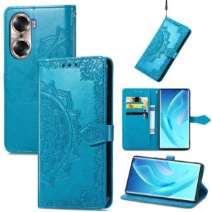 For Honor 60 Mandala Flower Embossed Flip Leather Phone Case(Blue) (OEM)