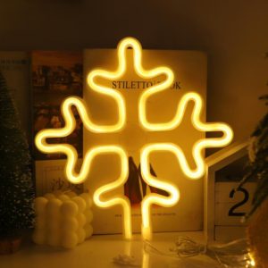 Christmas Decoration Neon Lights Wall-Mounted Ornaments, Spec: Snowflake-Warm Light (OEM)