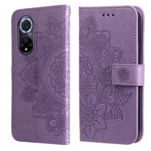 For Huawei nova 9 / Honor 50 7-petal Flowers Embossed Flip Leather Phone Case with Holder & Card Slots(Light Purple) (OEM)