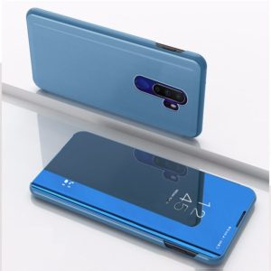 For OPPO A9 2020 / A5 2020 Plated Mirror Horizontal Flip Leather with Stand Mobile Phone Holster(Blue) (OEM)