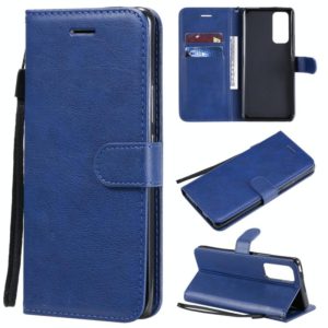 For Huawei Honor 30 Pro Solid Color Horizontal Flip Protective Leather Case with Holder & Card Slots & Wallet & Lanyard(Blue) (OEM)