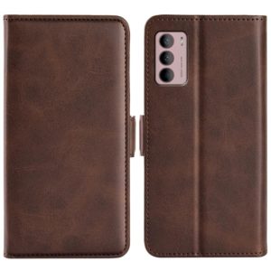 For Motorola Moto G42 Dual-side Magnetic Buckle Leather Phone Case(Brown) (OEM)