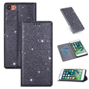 For iPhone 8 / 7 Ultrathin Glitter Magnetic Horizontal Flip Leather Case with Holder & Card Slots(Gray) (OEM)