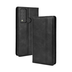 For TCL 20 XE Magnetic Buckle Retro Texture Leather Phone Case(Black) (OEM)