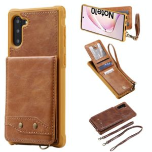 For Galaxy Note 10 Vertical Flip Wallet Shockproof Back Cover Protective Case with Holder & Card Slots & Lanyard & Photos Frames(Brown) (OEM)