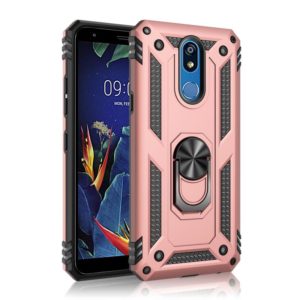 For LG K40 Shockproof TPU + PC Protective Case with 360 Degree Rotating Holder(Rose Gold) (OEM)