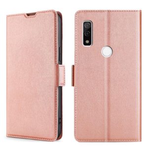 For Fujitsu Arrows WE F-51B Ultra-thin Voltage Side Buckle PU + TPU Leather Phone Case(Rose Gold) (OEM)