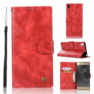 For Sony Xperia XA Ultra / C6 Retro Copper Button Crazy Horse Horizontal Flip PU Leather Case with Holder & Card Slots & Wallet & Lanyard(Red) (OEM)