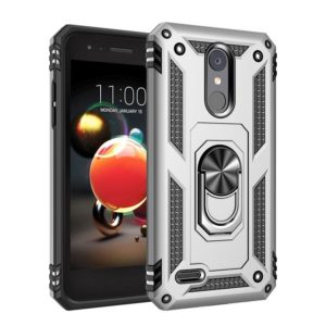 For LG Aristo 2 Shockproof TPU + PC Protective Case with 360 Degree Rotating Holder(Silver) (OEM)