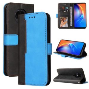 For Tecno Spark 6 Business Stitching-Color Horizontal Flip PU Leather Case with Holder & Card Slots & Photo Frame(Blue) (OEM)