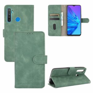 For OPPO Realme 5 / Realme 5s Solid Color Skin Feel Magnetic Buckle Horizontal Flip Calf Texture PU Leather Case with Holder & Card Slots & Wallet(Green) (OEM)