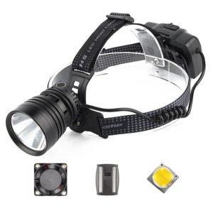 P50 Lamp Beads Usb Input And Output Fan Cooling Head-Mounted Night Fishing Light Strong Headlight, Specification:Set 3 Batteries + Charging Cable (OEM)