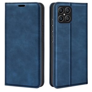 For Honor X8 Retro-skin Magnetic Suction Leather Phone Case(Dark Blue) (OEM)