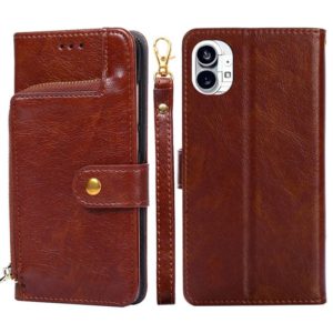 For Nothing Phone 1 Zipper Bag Leather Phone Case(Brown) (OEM)