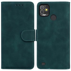 For Tecno Pop 5P Skin Feel Pure Color Flip Leather Phone Case(Green) (OEM)