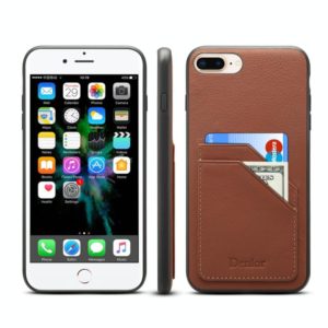 For iPhone 7 Plus / 8 Plus Denior V1 Luxury Car Cowhide Leather Protective Case with Double Card Slots(Brown) (Denior) (OEM)