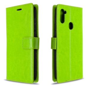 For Galaxy A11 Crazy Horse Texture Horizontal Flip Leather Case with Holder & Card Slots & Wallet & Photo Frame(Green) (OEM)