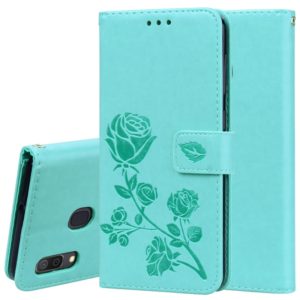 Rose Embossed Horizontal Flip PU Leather Case for Galaxy A30 / A20, with Holder & Card Slots & Wallet (Green) (OEM)