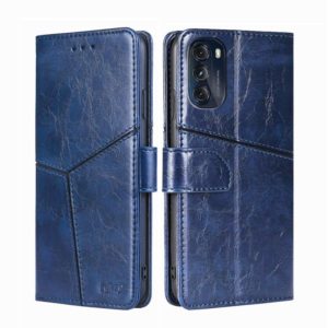 For Motorola Moto G 5G 2022 Geometric Stitching Horizontal Flip Leather Phone Case(Blue) (OEM)