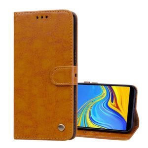 Business Style Oil Wax Texture Horizontal Flip Leather Case for Galaxy J6+, with Holder & Card Slots & Wallet (Brown) (OEM)