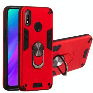 For OPPO Realme 3 2 in 1 Armour Series PC + TPU Protective Case with Ring Holder(Red) (OEM)