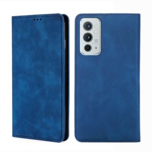 For OnePlus 9RT 5G Skin Feel Magnetic Horizontal Flip Leather Phone Case with Holder & Card Slots(Blue) (OEM)