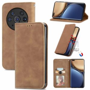 For Honor Magic3 Pro Retro Skin Feel Magnetic Horizontal Flip Leather Phone Case(Brown) (OEM)