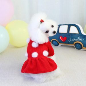 Pet Dog Skirt Pomeranian Bichon Wool Skirt Dog Warm Skirt, Size: S(Red) (OEM)
