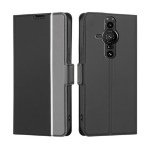For Sony Xperia Pro-I Twill Texture Side Button Leather Phone Case(Black) (OEM)