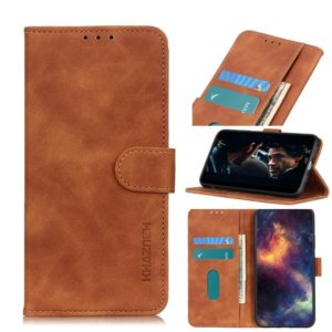 For Motorola Moto E7 KHAZNEH Retro Texture PU + TPU Horizontal Flip Leather Case with Holder & Card Slots & Wallet(Brown) (OEM)