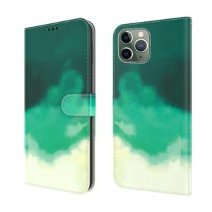Watercolor Pattern Horizontal Flip Leather Case with Holder & Card Slot & Wallet For iPhone 11 Pro Max(Cyan Green) (OEM)