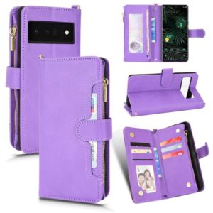 For Google Pixel 6 Pro Litchi Texture Zipper Leather Phone Case(Purple) (OEM)