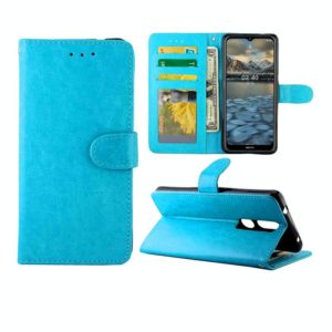 For Nokia 2.4 Crazy Horse Texture Leather Horizontal Flip Protective Case with Holder & Card Slots & Wallet & Photo Frame(baby Blue) (OEM)