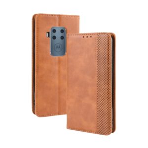 Magnetic Buckle Retro Crazy Horse Texture Horizontal Flip Leather Case for Motorola Moto One Pro , with Holder & Card Slots & Photo Frame(Brown) (OEM)