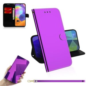 For Samsung Galaxy A31 Lmitated Mirror Surface Horizontal Flip Leather Case with Holder & Card Slots & Wallet & Lanyard(Purple) (OEM)