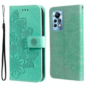 For Infinix Note 11 Pro/Note 11s 7-petal Flowers Embossing Pattern Horizontal Flip Leather Case(Green) (OEM)