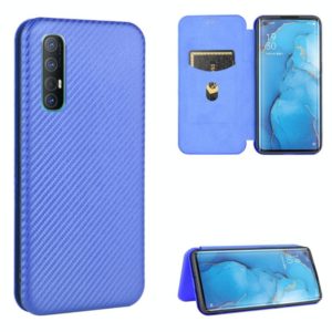 For OPPO Reno3 Pro 5G / Find X2 Neo Carbon Fiber Texture Horizontal Flip TPU + PC + PU Leather Case with Card Slot(Blue) (OEM)