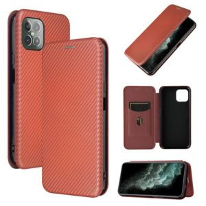 For Cubot C30 Carbon Fiber Texture Horizontal Flip TPU + PC + PU Leather Case with Card Slot(Brown) (OEM)