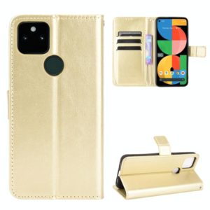 For Google Pixel 5a 5G Crazy Horse Texture Horizontal Flip Leather Case with Holder & Card Slots & Lanyard(Gold) (OEM)
