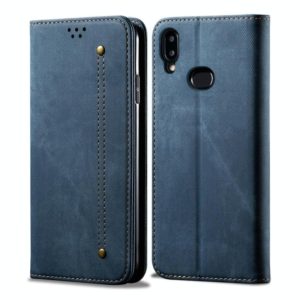 For Galaxy A10s Denim Texture Casual Style Horizontal Flip Leather Case with Holder & Card Slots & Wallet(Blue) (OEM)