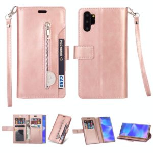 For Samsung Galaxy Note10+ Multifunctional Zipper Horizontal Flip Leather Case with Holder & Wallet & 9 Card Slots & Lanyard(Rose Gold) (OEM)