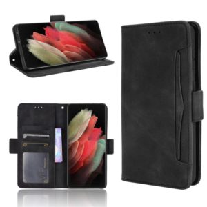 For Samsung Galaxy S21 Ultra 5G Skin Feel Calf Pattern Horizontal Flip Leather Case with Holder & Card Slots & Photo Frame(Black) (OEM)