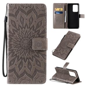 For Galaxy S20 Ultra Sun Print Horizontal Flip Protective Case with Holder & Card Slots & Wallet(Gray) (OEM)