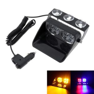 S8 8 LEDs 8W High Power Suction Cup Car Strobe Light Warning Light (Yellow + White) (OEM)