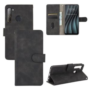 For HTC Desire 20 Pro Solid Color Skin Feel Magnetic Buckle Horizontal Flip Calf Texture PU Leather Case with Holder & Card Slots & Wallet(Black) (OEM)