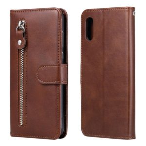 For Xiaomi Redmi 9A Fashion Calf Texture Zipper Horizontal Flip Leather Case with Stand & Card Slots & Wallet Function(Brown) (OEM)