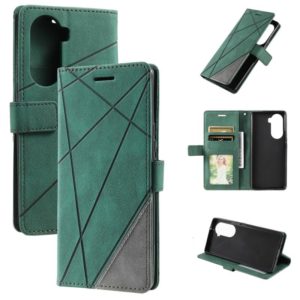 For Honor 60 Pro Skin Feel Splicing Leather Phone Case(Green) (OEM)